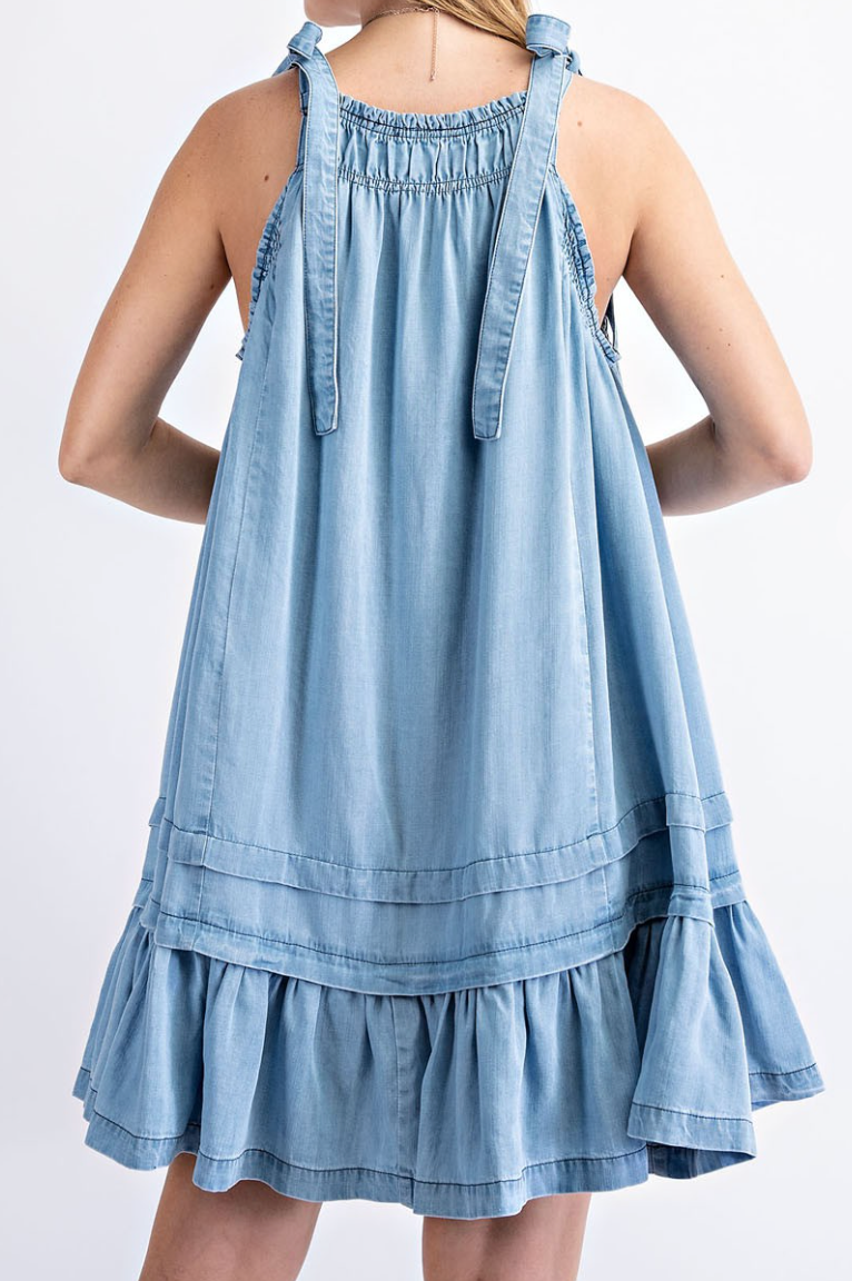 Denim Dress w/Tie Straps – Worn & Refined