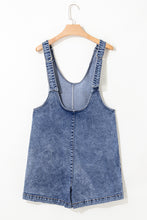 Load image into Gallery viewer, Ready to Ship Dusk Blue Sleeveless U Neck Patched Pocket Denim Romper