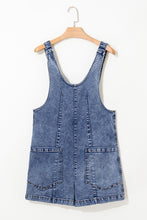 Load image into Gallery viewer, Ready to Ship Dusk Blue Sleeveless U Neck Patched Pocket Denim Romper