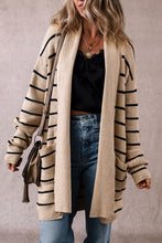 Load image into Gallery viewer, Ready to Ship Black Stripe Shawl Neckline Open Cardigan with Pockets