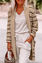 Load image into Gallery viewer, Ready to Ship Black Stripe Shawl Neckline Open Cardigan with Pockets