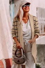 Load image into Gallery viewer, Ready to Ship Black Stripe Shawl Neckline Open Cardigan with Pockets