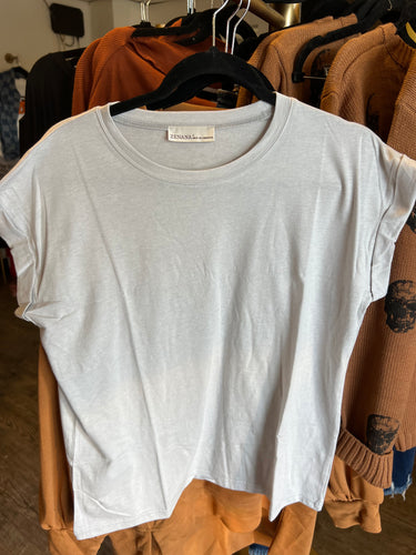 Light Gray Rolled Sleeve T-Shirt