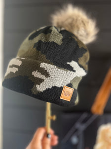 Camo Stocking Cap w/Pom