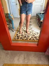 Load image into Gallery viewer, Pre-Order Sail Blue Asymmetric Raw Hem Distressed Whiskery Denim Shorts