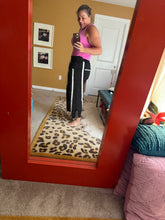 Load image into Gallery viewer, Pre-Order Black Contrast Striped Smocked Waist Drawstring Cropped Casual Pants