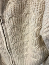 Load image into Gallery viewer, Cream Cable Knit Full Zip Sweater