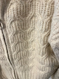 Cream Cable Knit Full Zip Sweater