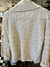 Load image into Gallery viewer, Cream Cable Knit Full Zip Sweater