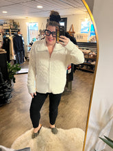 Load image into Gallery viewer, Cream Cable Knit Full Zip Sweater