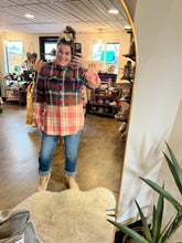 Load image into Gallery viewer, Plaid Bleach Dipped Flannel