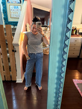 Load image into Gallery viewer, Pre-Order Blue Stitched Raw Hem Wide Leg Loose Jeans