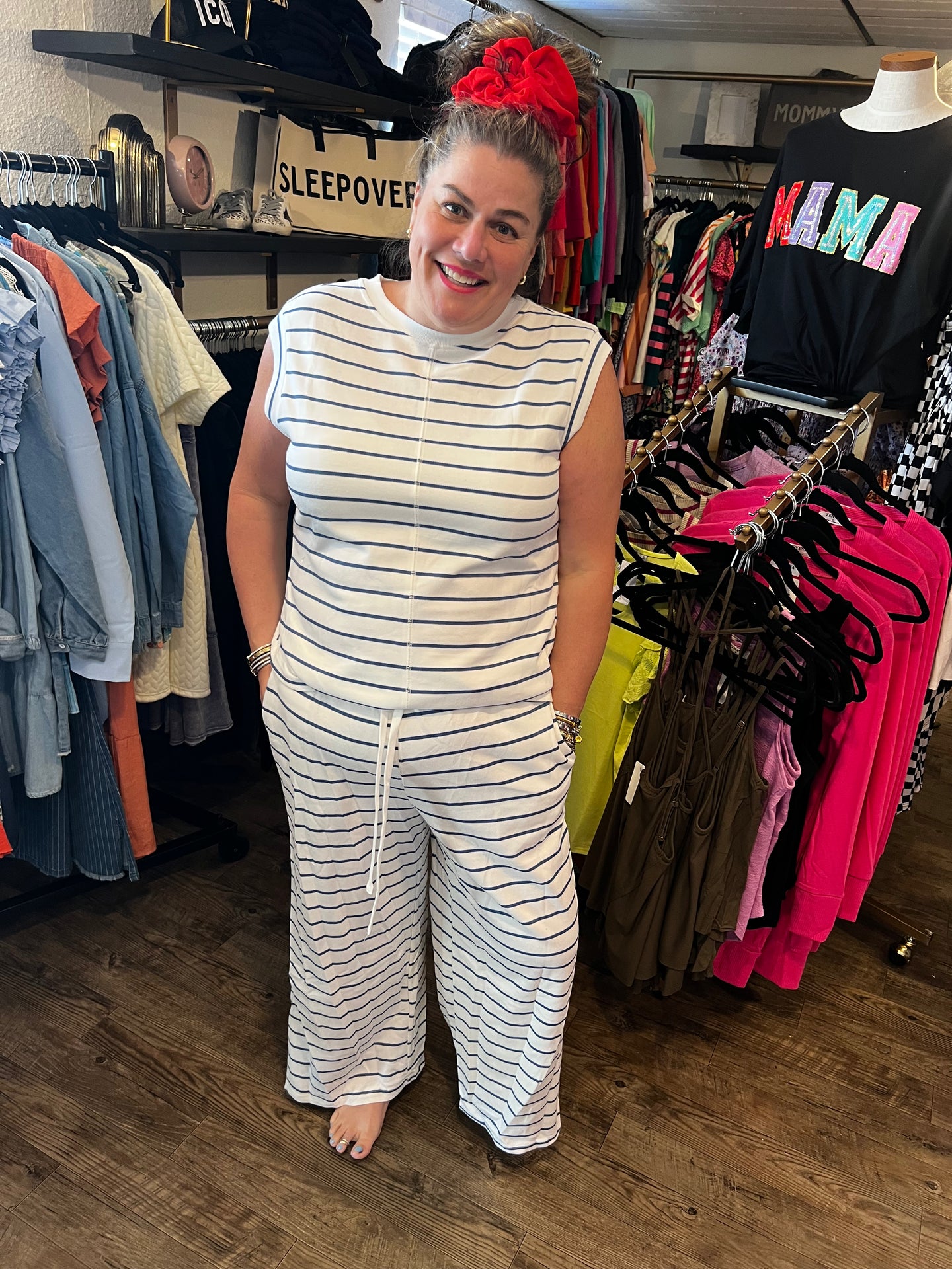 Pre-Order Sail Blue Casual Wide Leg 2pcs Pants Set