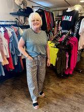 Load image into Gallery viewer, Black Friday SALE Khaki Leopard Printed Drawstring Waist Pocketed Wide Leg Jeans