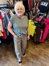 Load image into Gallery viewer, Black Friday SALE Khaki Leopard Printed Drawstring Waist Pocketed Wide Leg Jeans