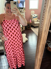 Load image into Gallery viewer, Pre-Order Red Geometric Print Loose Fit Sleeveless Maxi Dress