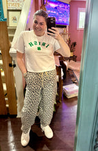 Load image into Gallery viewer, Pre-Order Khaki Leopard Print Drawstring Elastic Waist Loose Denim Pants with Pockets