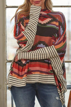 Load image into Gallery viewer, Pre-Order Multicolor Geometric Pattern Striped Patchwork Long Sleeve Top