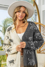 Load image into Gallery viewer, Pre-Order Animal Print Color Block Open Front Knitted Cardigan with Pockets