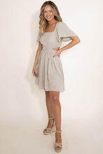 Load image into Gallery viewer, Pre-Order Beige Elegant Square Neck Cutout Ruffle Flowy Dress