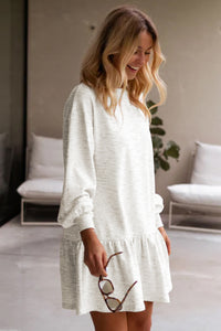 Pre-Order Solid Color Ruffle Hem Mini Sweatshirt Dress