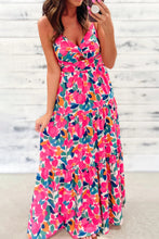 Load image into Gallery viewer, Pre-Order Rose Floral Twisted Smocked Back Tiered Maxi Dress