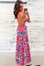 Load image into Gallery viewer, Pre-Order Rose Floral Twisted Smocked Back Tiered Maxi Dress