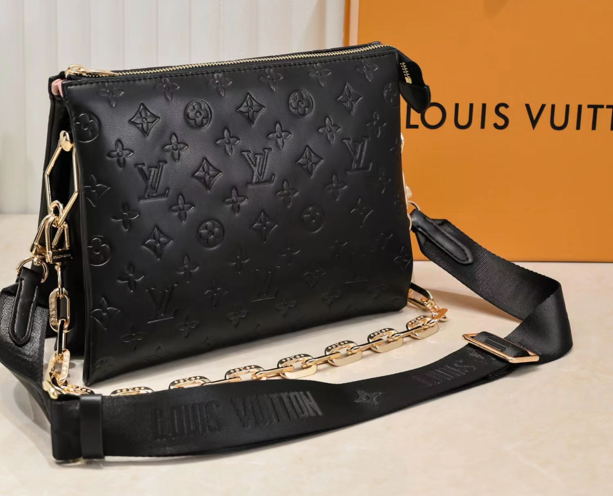 Louis+Vuitton+Coussin+Shoulder+Bag+PM+Taupe+Leather for sale online