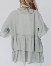 Load image into Gallery viewer, Pre-Order Ruffled Trim Half Sleeve Open Front Kimono