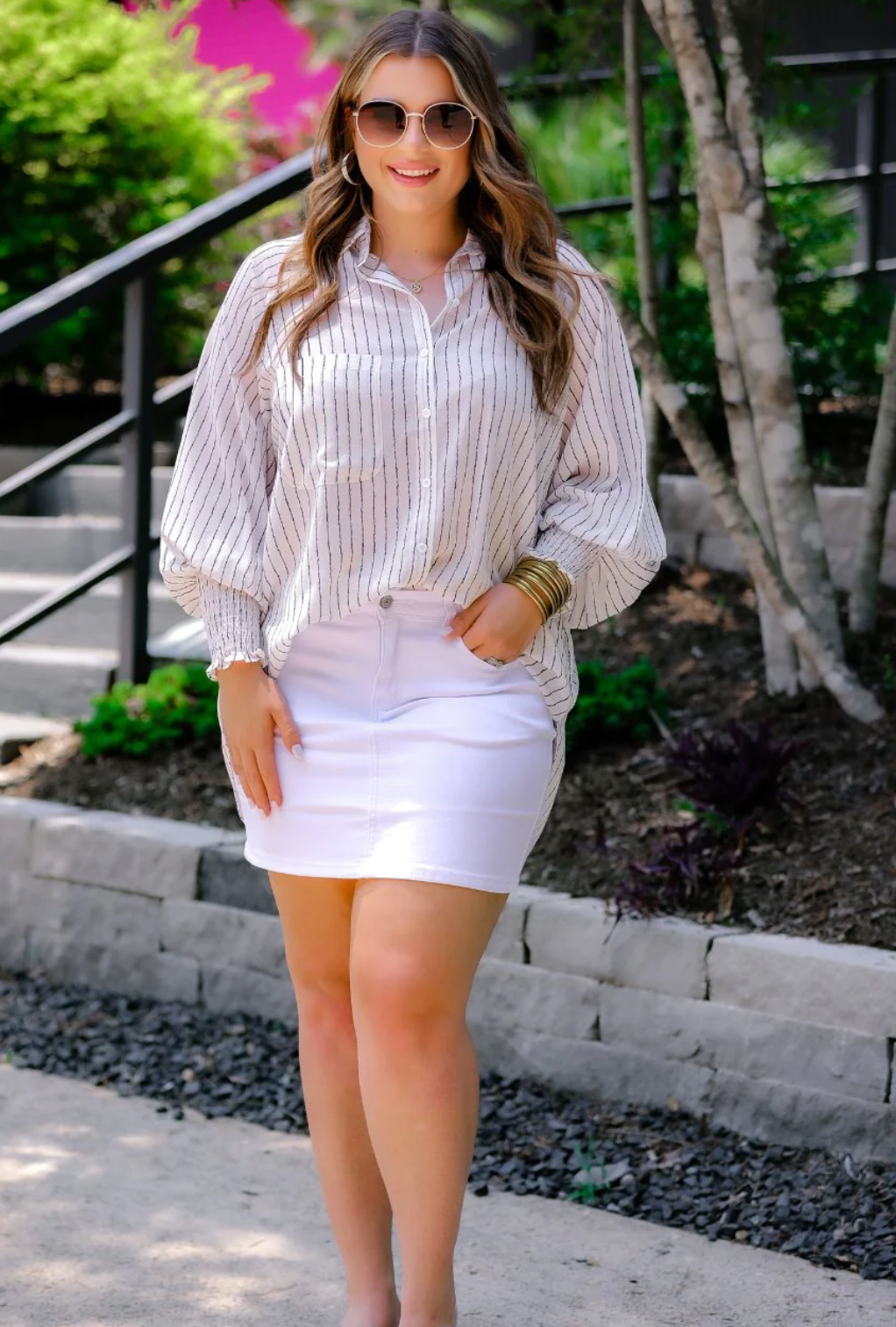 Pre Order Nova White Denim Skirt