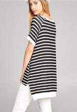 Load image into Gallery viewer, Striped High Low Crewneck Tunic with Side Pockets