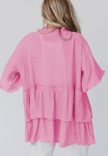 Load image into Gallery viewer, Pre-Order Ruffled Trim Half Sleeve Open Front Kimono