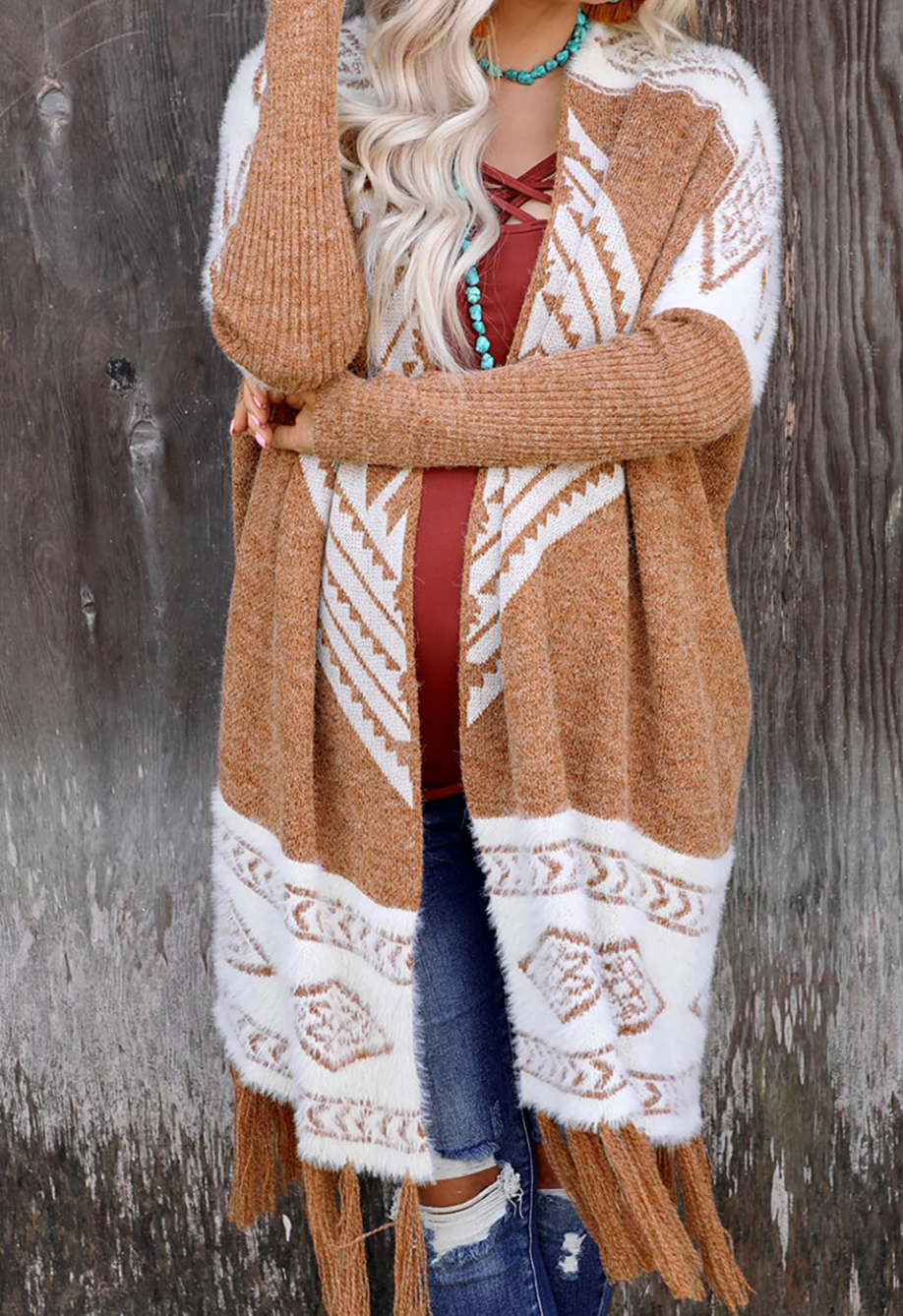 Tassel hem cardigan best sale