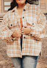 Load image into Gallery viewer, Pre-Order Khaki Plus Size Plaid Jacket with Flap Pockets