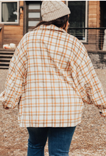 Load image into Gallery viewer, Pre-Order Khaki Plus Size Plaid Jacket with Flap Pockets