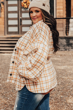 Load image into Gallery viewer, Pre-Order Khaki Plus Size Plaid Jacket with Flap Pockets