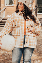 Load image into Gallery viewer, Pre-Order Khaki Plus Size Plaid Jacket with Flap Pockets