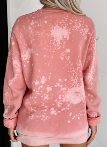 Pre-Order Pink Halloween Pattern Bleached Crewneck Sweatshirt