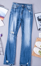 Load image into Gallery viewer, Pre-Order Blue Distressed Flare Jeans