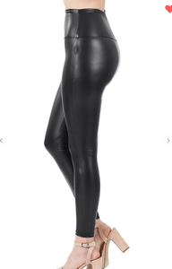 Black High Rise Faux Leather Leggings