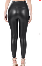 Load image into Gallery viewer, Black High Rise Faux Leather Leggings