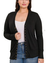 Load image into Gallery viewer, Long Sleeve Black Snap Cardigan