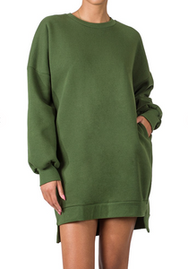 Dark Olive High Low Tunic Dress