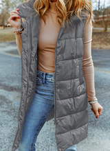 Load image into Gallery viewer, Hooded Long Quilted Vest Coat