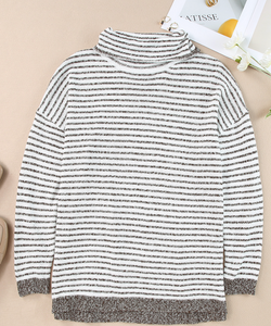 Pre-Order Striped Turtleneck Loose Sweater