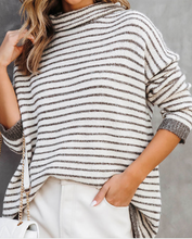 Load image into Gallery viewer, Pre-Order Striped Turtleneck Loose Sweater