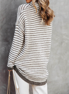 Pre-Order Striped Turtleneck Loose Sweater