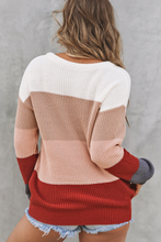 Load image into Gallery viewer, Pre-Order Color Block Knitted O-neck Pullover Sweater