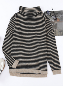 Pre-Order Striped Turtleneck Loose Sweater