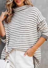 Load image into Gallery viewer, Pre-Order Striped Turtleneck Loose Sweater